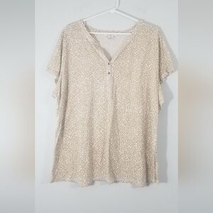 Liz Claiborne Womens Plus Size 1X V-neck Short Sleeve Blouse. Super Soft! EUC.